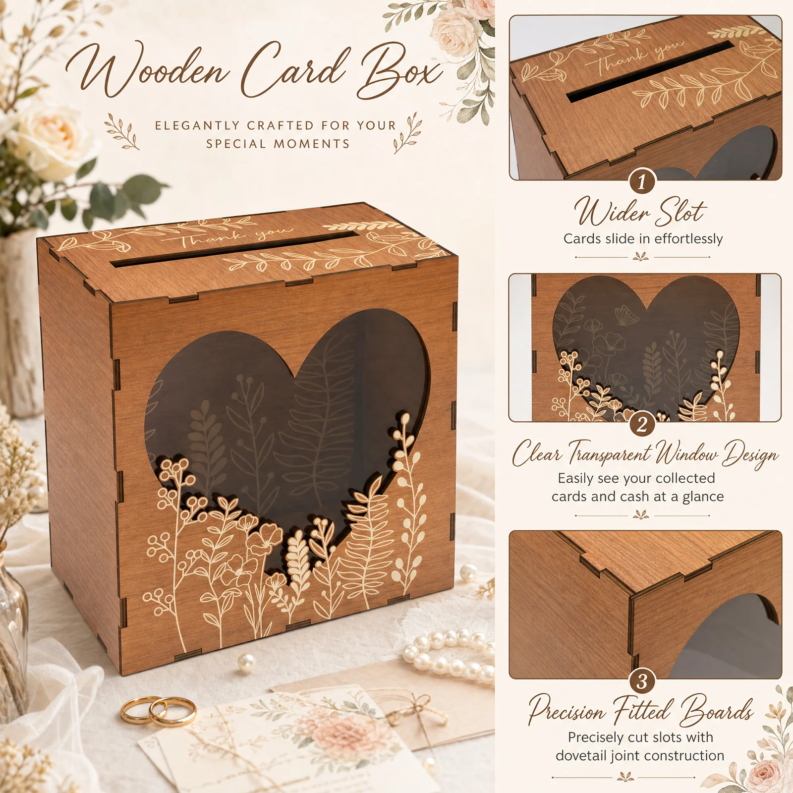 Wooden Card Box Storage Organi - Wedding Card Box 评论和价格